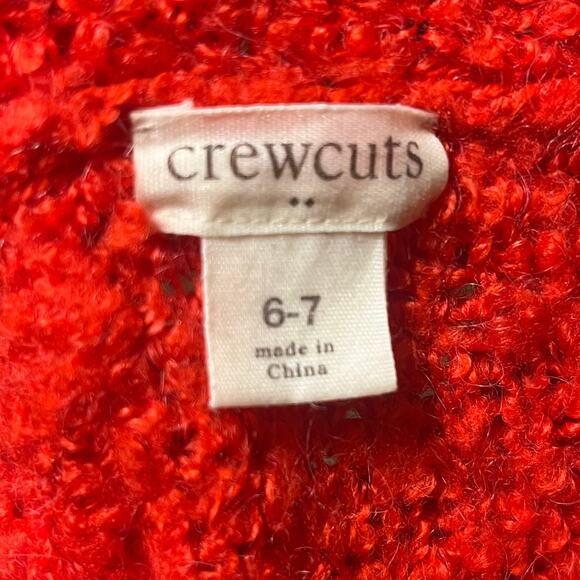 Crewcuts J Crew Girls Chunky Sweater Dress Sz 6/7 Red Alpaca Wool Blend Holiday - Picture 5 of 7